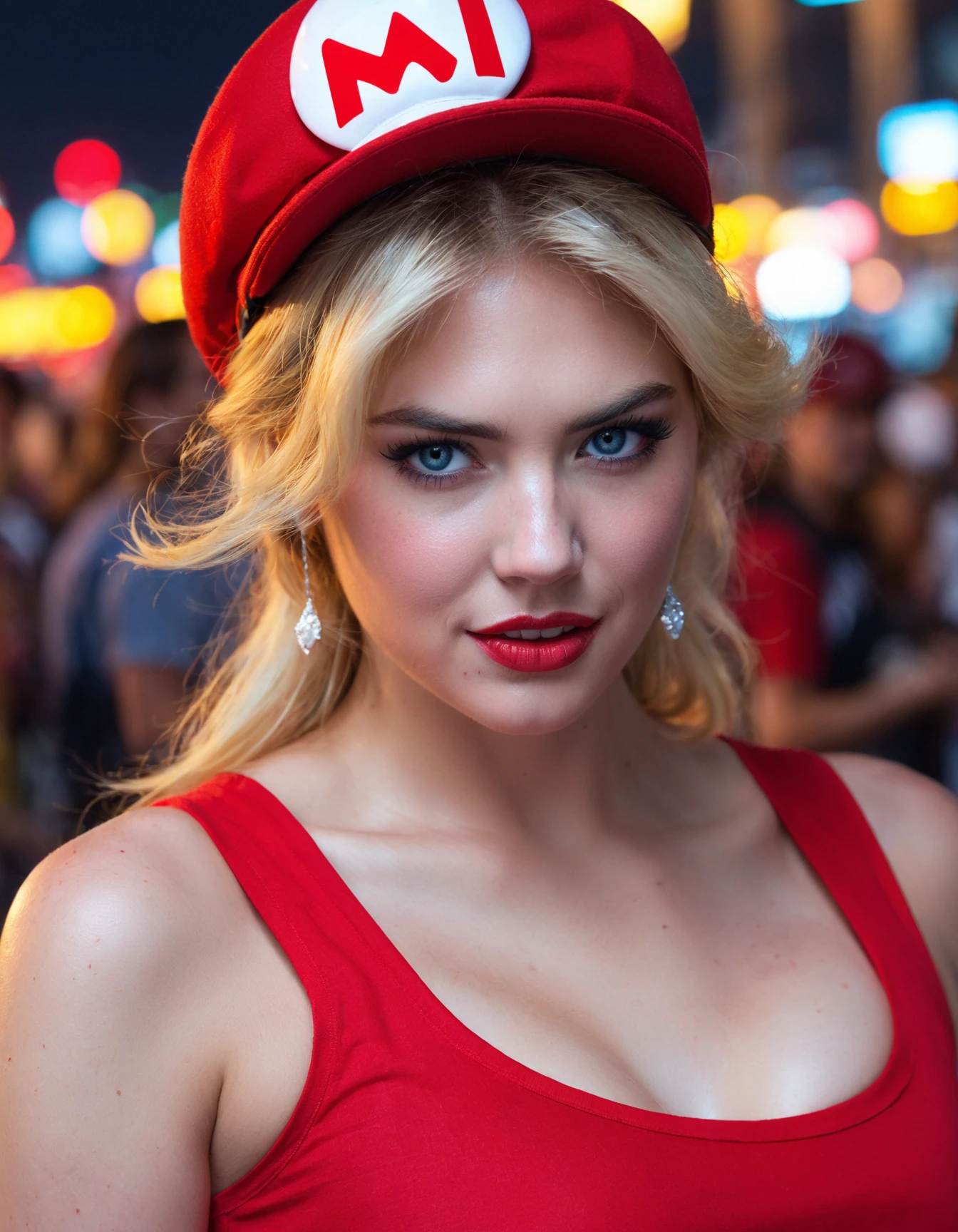 cinematic photo Portrait of ((ohwx woman)) as super Mario, red hat, fantasy, highly detailed, digital painting, artstation, concept art, sharp focus, illustration, art by Tony Sart and artgerm and randy vargas <lora:kateupton_dh128_sdxxxl_v1:0.95> . 35mm photograph, film, bokeh, professional, 4k, highly detailed