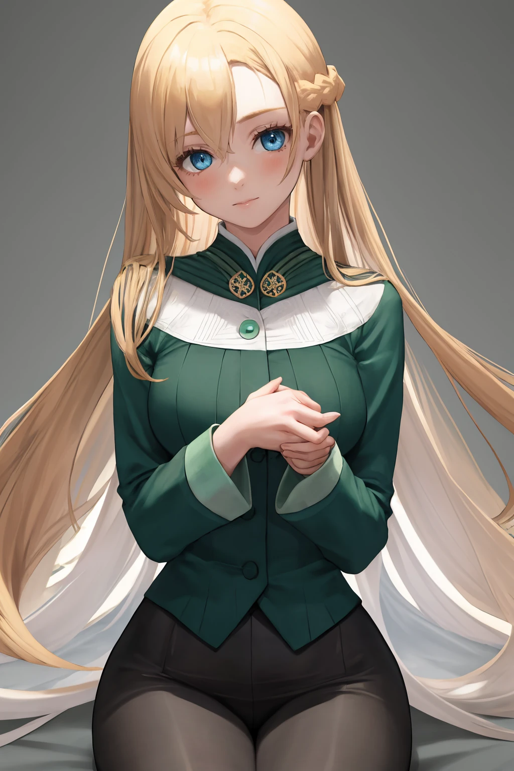 masterpiece, best quality, 1girl, solo, <lora:mint-sn4-richy-v1:1> mint, blue eyes, braid, green uniform, long sleeves