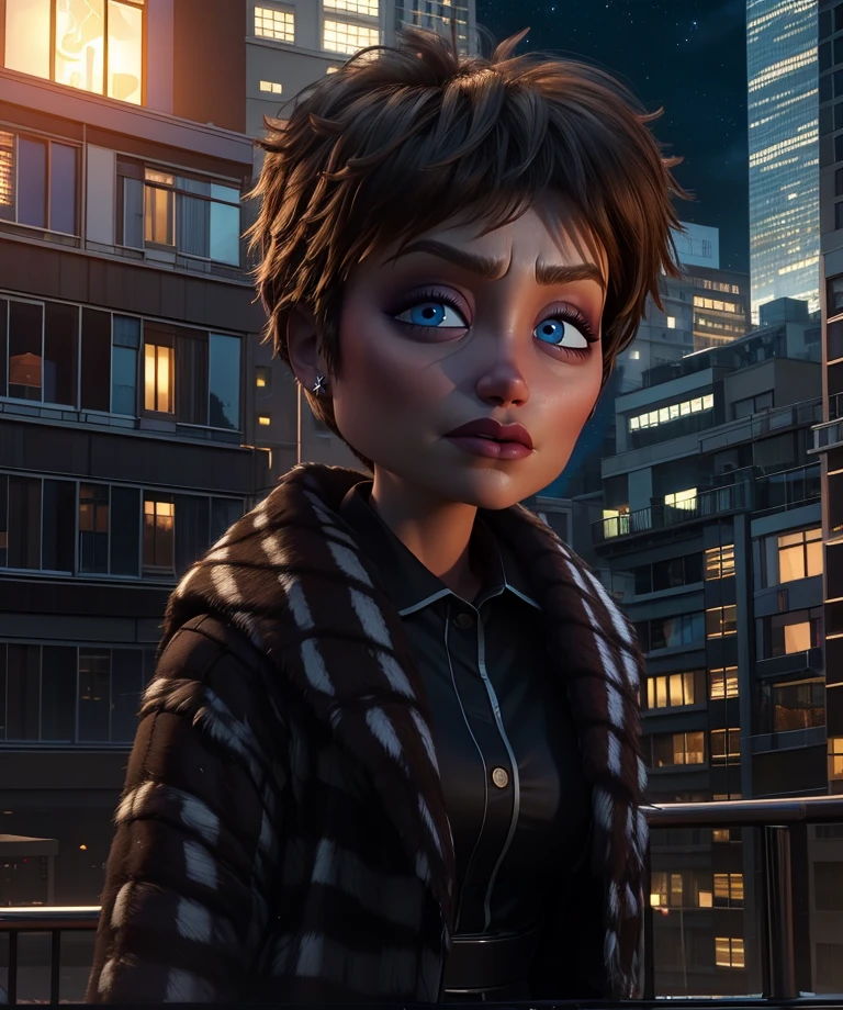 Evelyn,short brown hair,eyes half open,blue eyes,
upper body,looking at viewer,
black stripped open coat,black pajamas,
in tall building,window,stars,nighttime,
(insanely detailed, beautiful detailed face, masterpiece, best quality) cinematic lighting,<lora:Evelyn:0.8>,