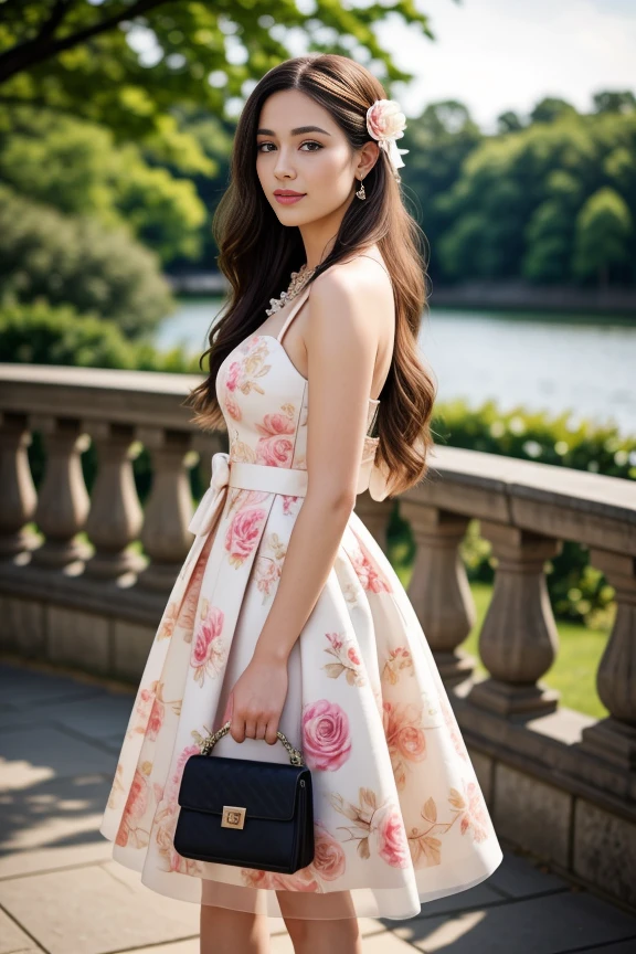 1woman, long hair, realistic, masterpiece, high detailed skin, looking at viewer, outdoor view, solo, full body shot
<lora:Floral_Wedding_Dress_By_Stable_Yogi:0.5> floral print, short wedding dress, hairband, bow, necklace, jewellery, makeup, purse