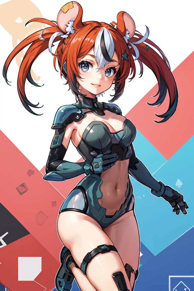 masterpiece, best quality, absurdres, 1girl, solo, AntiSpiritArmor, smile, <lora:CONCEPT-AntiSpiritArmor:1>, <lora:CHAR-HakosBaelz:0.8> HakosBaelz, twintails