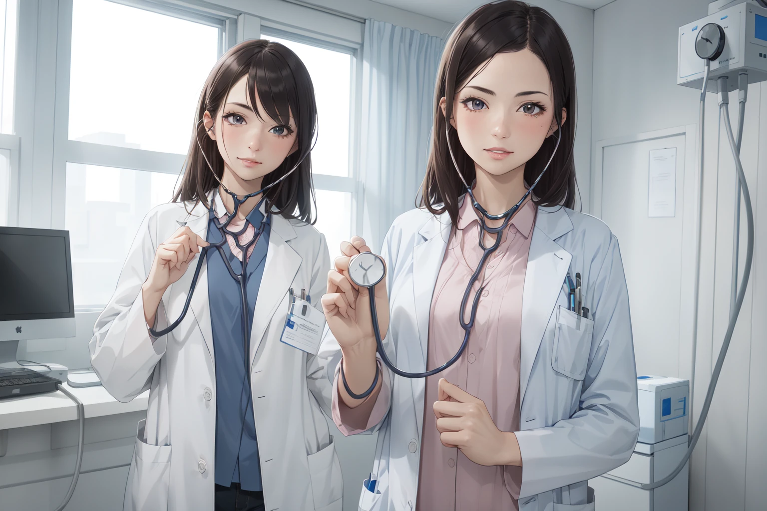 (RAW photo, best quality), 1girl, natural lighting, hospital,
<lora:concept_stethoscope_listen_v2_1-000004:1>, labcoat, detailed face,
stethoscope_listen