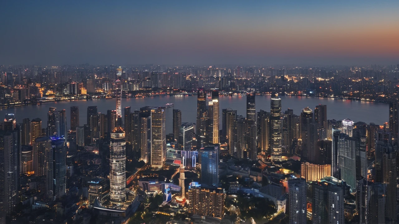 an overview of shanghai city at night