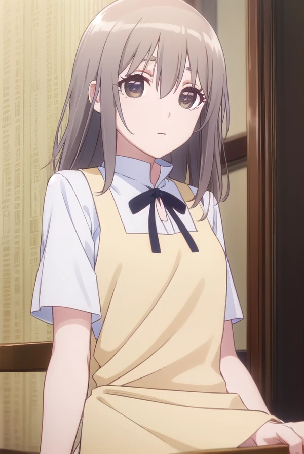 sayurimuranushi, <lora:sayuri muranushi s1-lora-nochekaiser:1>,
sayuri muranushi, long hair, brown hair, (brown eyes:1.5),
BREAK apron, waitress,
BREAK indoors, restaurant,
BREAK looking at viewer, (cowboy shot:1.5),
BREAK <lyco:GoodHands-beta2:1>, (masterpiece:1.2), best quality, high resolution, unity 8k wallpaper, (illustration:0.8), (beautiful detailed eyes:1.6), extremely detailed face, perfect lighting, extremely detailed CG, (perfect hands, perfect anatomy),