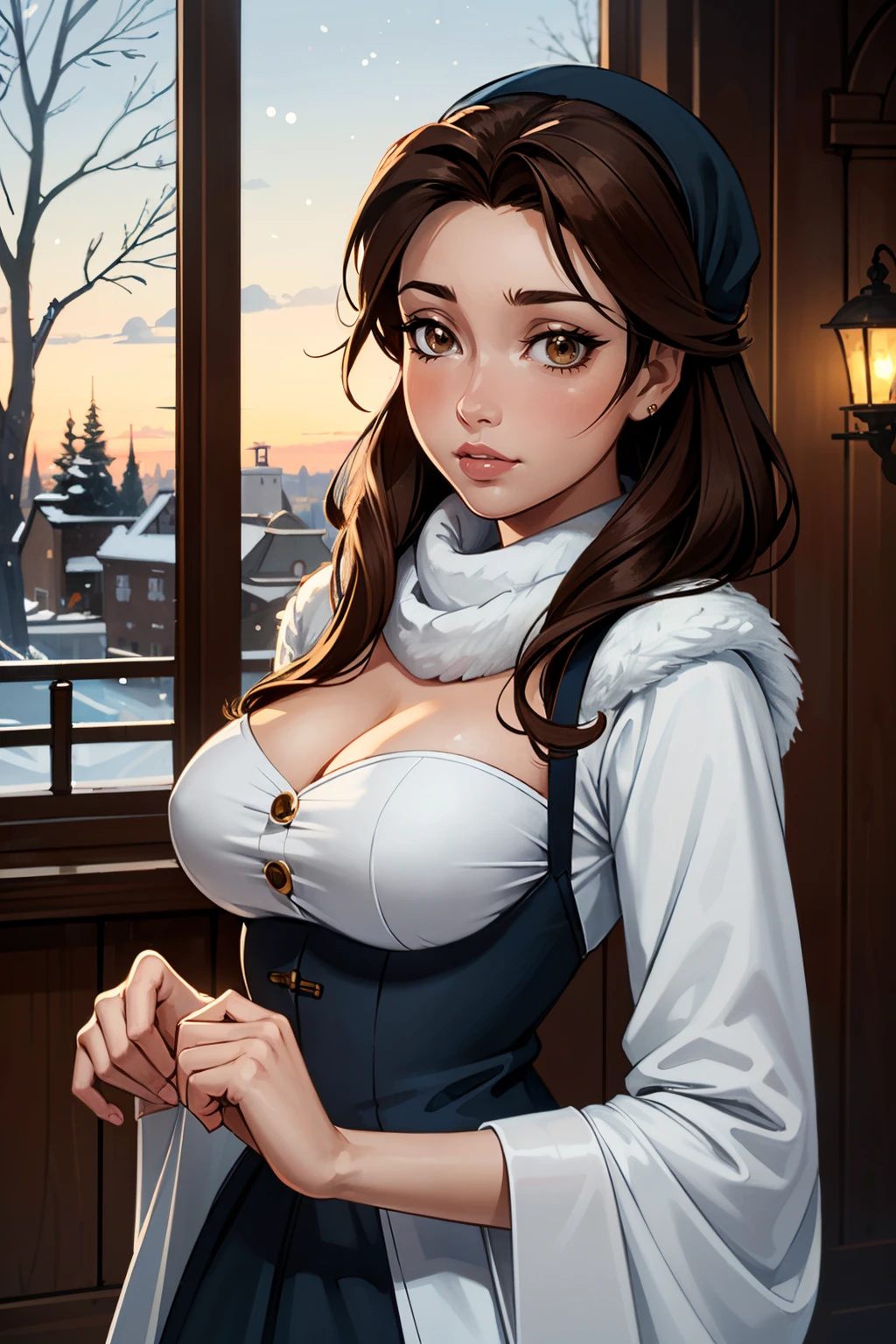 ((ultra detailed, masterpiece, best quality))
<lora:DisneyBelle:0.8>
DisneyBelle, 1girl, solo, brown hair, brown eyes, Standing on a cliff by the sea, the sunset in the background, full body, with hands on hips