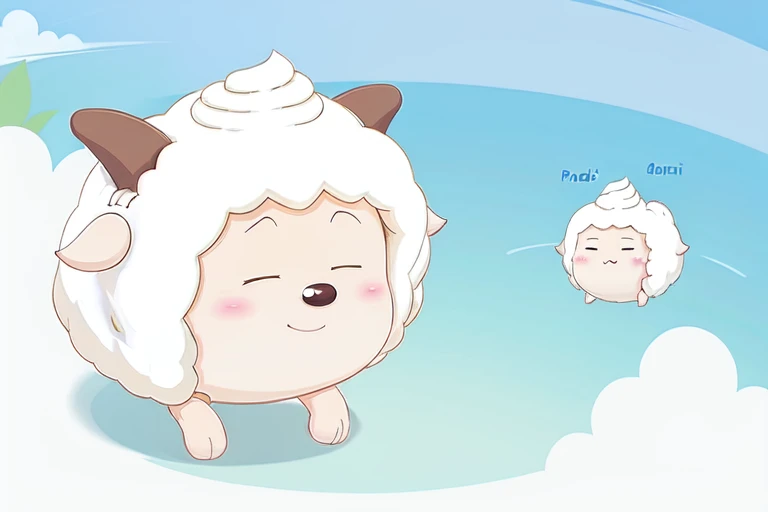 Paddi,walks in the cloudsï¼ Paddi's body shape, Paddi's head, panorama, the character occupies 1/3 of the picture,
