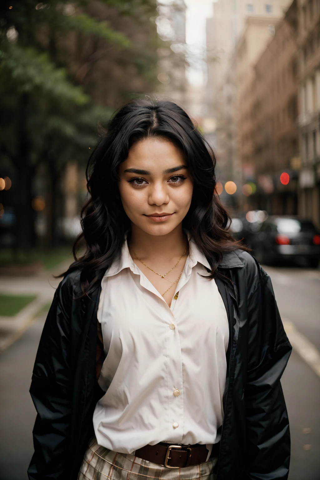 (masterpiece, best quality, high resolution:1.2), (seductive pose:1.2), (dynamic angle),
cinematic shot, analog photo, shot on Mamiya RZ67, bokeh, sharp focus on subject, shot by Bert Stern,
detailed face, detailed eyes, detailed skin, extremely detailed, intricate details,
(1girl, 19 years old), <lora:ZH_VHudgens_DisneyEd:1>, zh_vhudgens_DisneyEd, solo, realistic, black hair, brown eyes, dark skin, looking at viewer, blouse, jacket, skirt, slight smile, jewelry, (((portrait, close-up)))