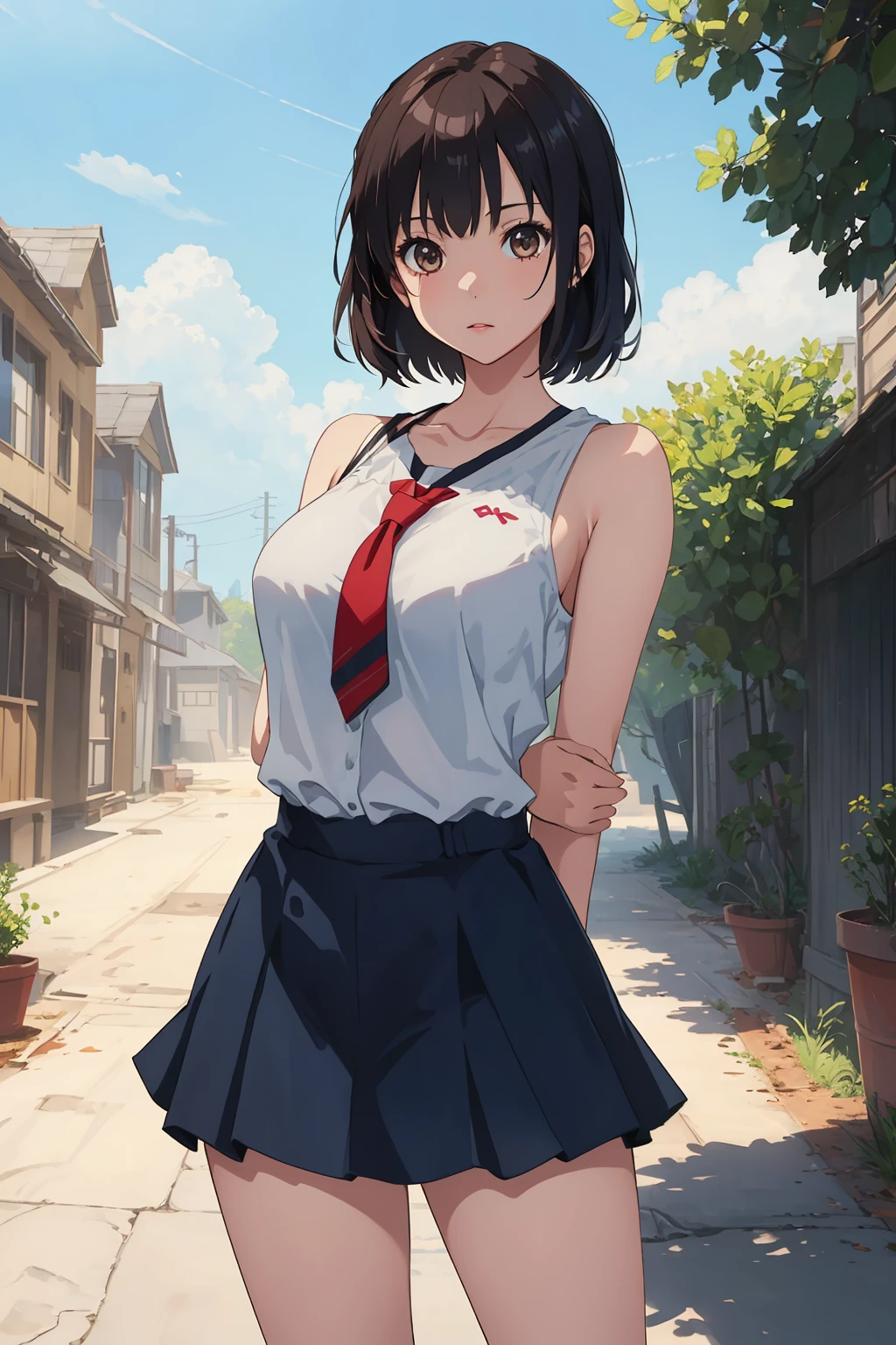 ((((ultra illustrated style:1.0)))),best quality,best animated,masterpiece,ray tracing, global illumination,1girl, solo, outdoors, standing, standing, arms behind back,cowboy shot,
<lora:arm grab hands behind-000007:0.7>