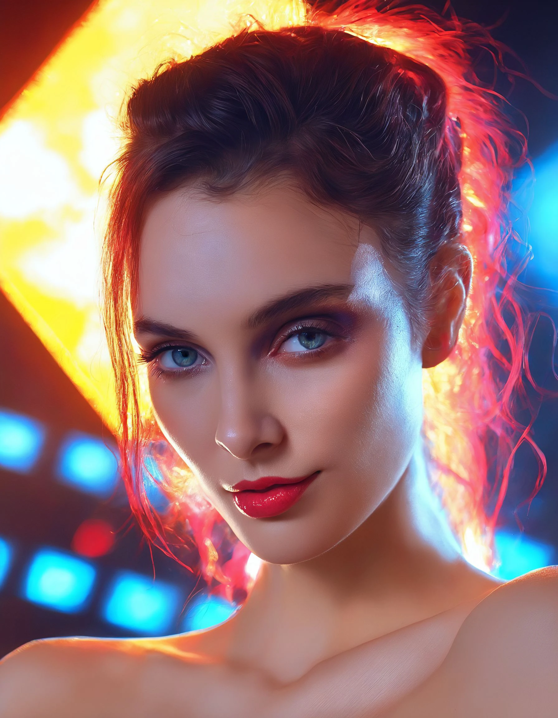 Masterpiece photography of a beautiful woman, CalypsoMuseXL <lora:CalypsoMuseXL:1> , by Paul Lehr and Mark Brooks comic book artstyle hyperrealism photorealistic trending on ArtStation cinematic detailed high resolution h 768 4k 8K HDR octane render unreal engine 5 quality digital painting cyberpunk dslr photo realistic intricate highly atmospheric lighting dramatic shadows cast appointment light god rays