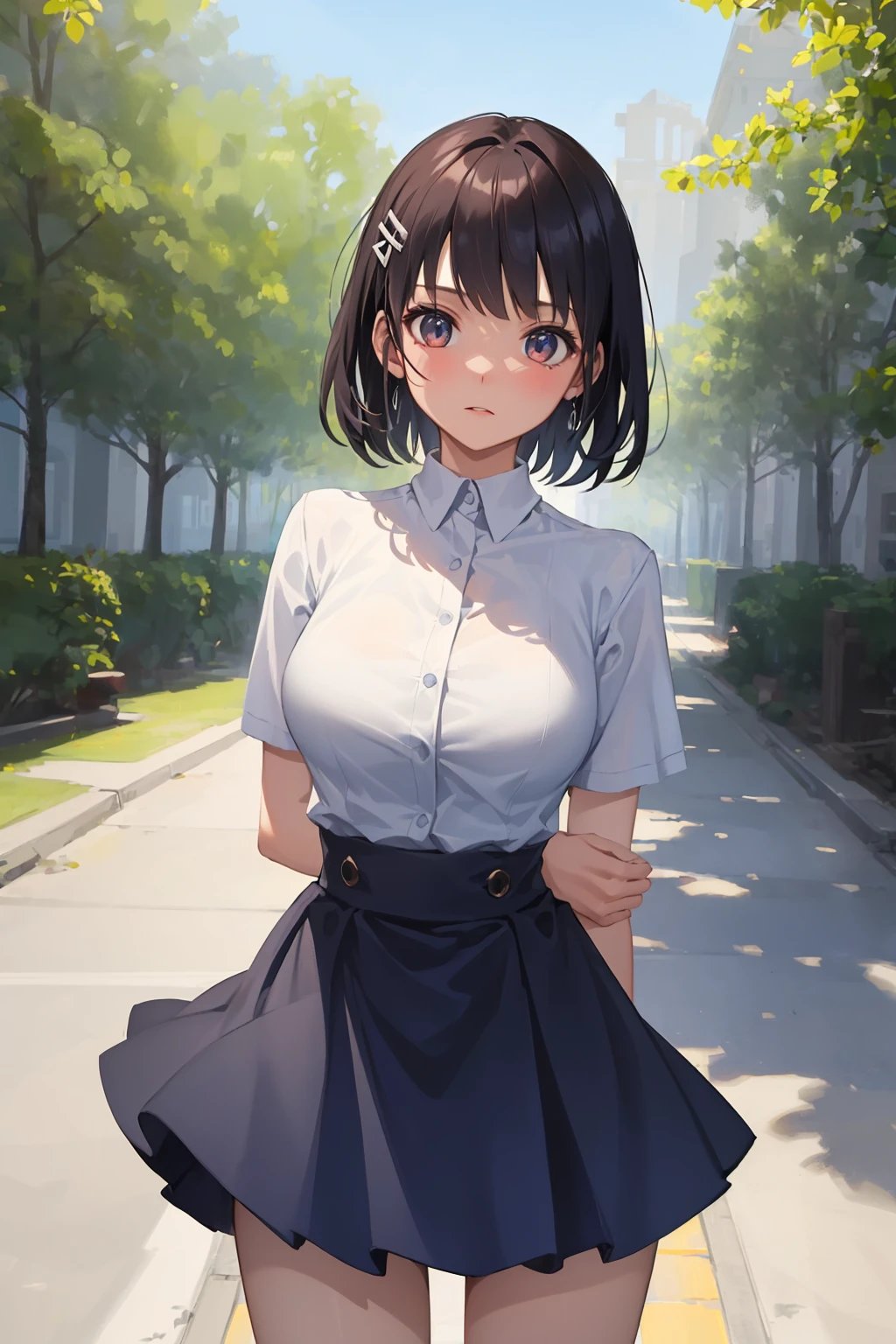 ((((ultra illustrated style:1.0)))),best quality,best animated,masterpiece,ray tracing, global illumination,1girl, solo, outdoors, standing, standing, arms behind back,cowboy shot,
<lora:arm grab hands behind-000007:0.6>