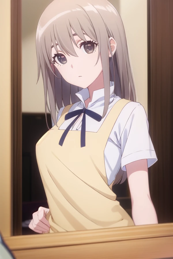 sayurimuranushi, <lora:sayuri muranushi s1-lora-nochekaiser:1>,
sayuri muranushi, long hair, brown hair, (brown eyes:1.5),
BREAK apron, waitress,
BREAK indoors, restaurant,
BREAK looking at viewer, (cowboy shot:1.5),
BREAK <lyco:GoodHands-beta2:1>, (masterpiece:1.2), best quality, high resolution, unity 8k wallpaper, (illustration:0.8), (beautiful detailed eyes:1.6), extremely detailed face, perfect lighting, extremely detailed CG, (perfect hands, perfect anatomy),