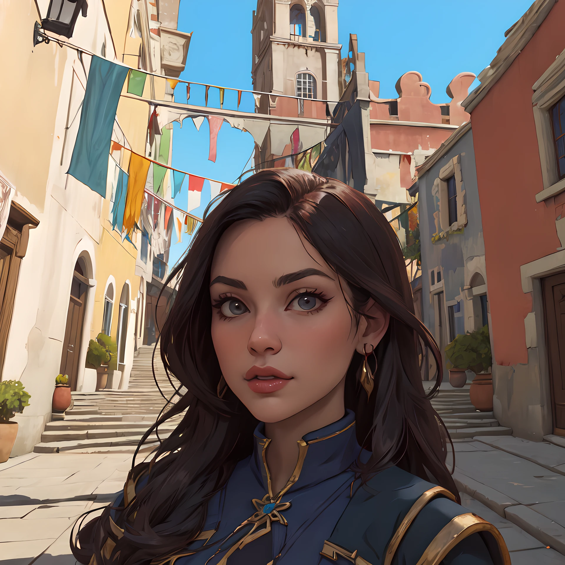 (masterpiece:1.2, best quality:1.2, high resolution), <lora:Beauclair:0.9> beauclair, city, background, 1girl, model pose, fantasy clothes, (detailed face:1.2),