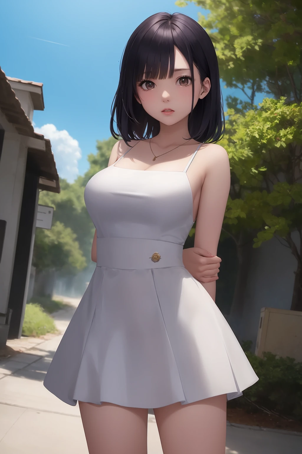 ((((ultra illustrated style:1.0)))),best quality,best animated,masterpiece,ray tracing, global illumination,1girl, solo, outdoors, standing, standing, arms behind back,cowboy shot,
<lora:arm grab hands behind-000007:0.6>