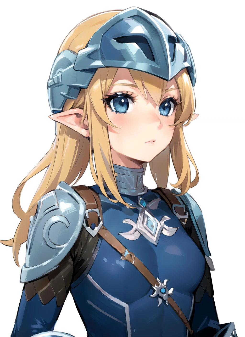 (masterpiece), (best quality),
detailed face, 1girl, solo,
zoralink, blue eyes, blonde hair ,helmet,upper body, <lora:LinkZora-16:0.5>