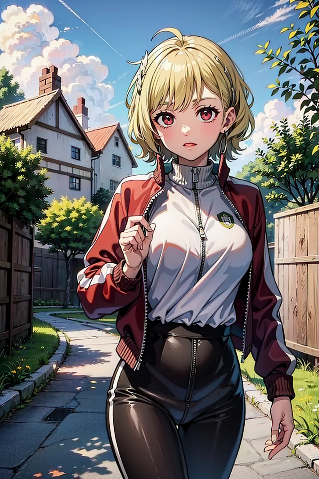 A charming, sunlit Irish countryside cottage with a thatched roof, 1girl, solo
BREAK
EPfeCitrinne, <lora:EPfeCitrinne-000005:0.7>
BREAK
( track jacket :1.4),( leather pants:1.3),
BREAK
(masterpiece:1.5), illustration, 4k, 8k, natural lighting