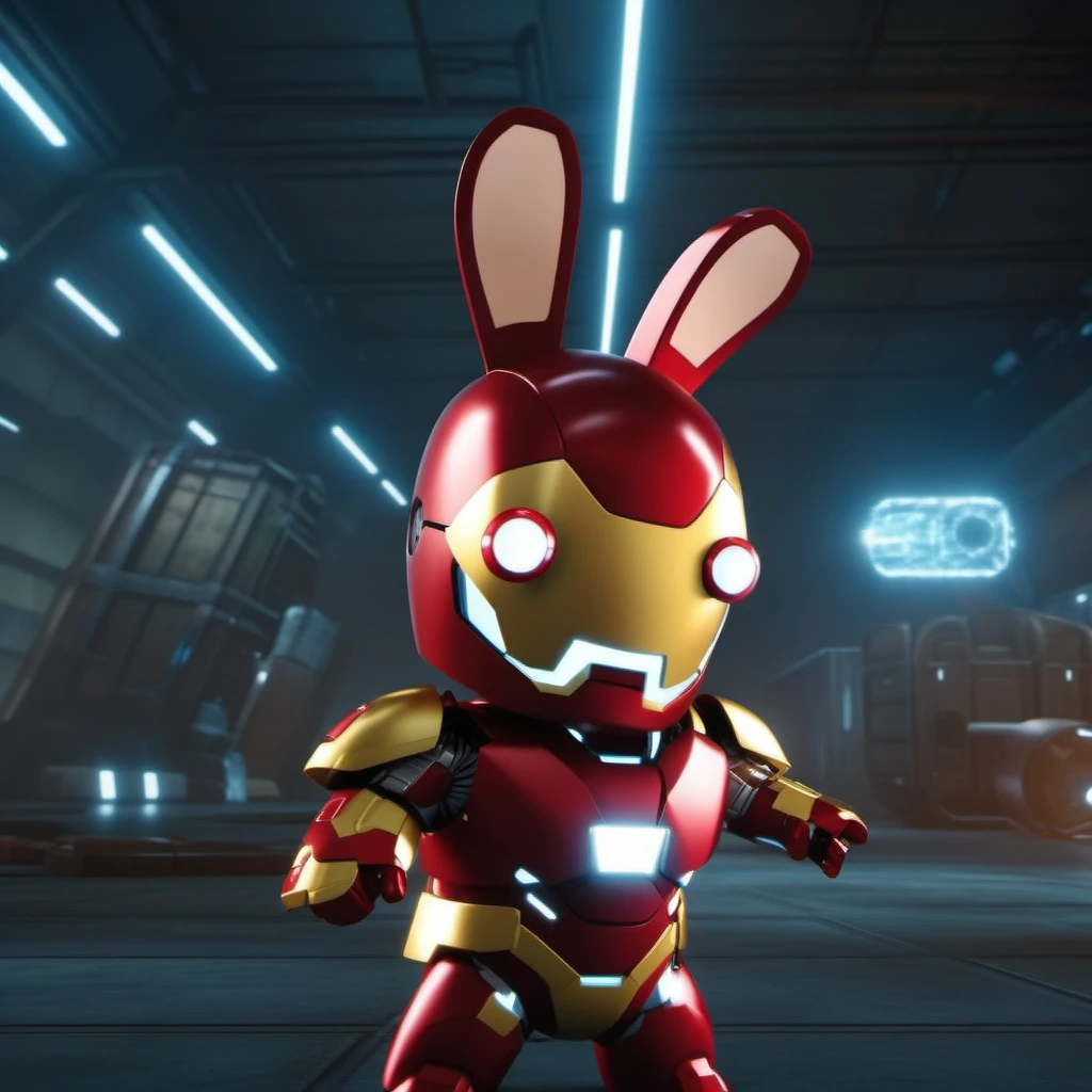 LapinsCrétins1024, a rabbit as ironman, cyberpunk ,highly detailed, attack on titan, photography, ultra sharp, film, professional, 64k <lora:LapinsCrétins1024:0.8>