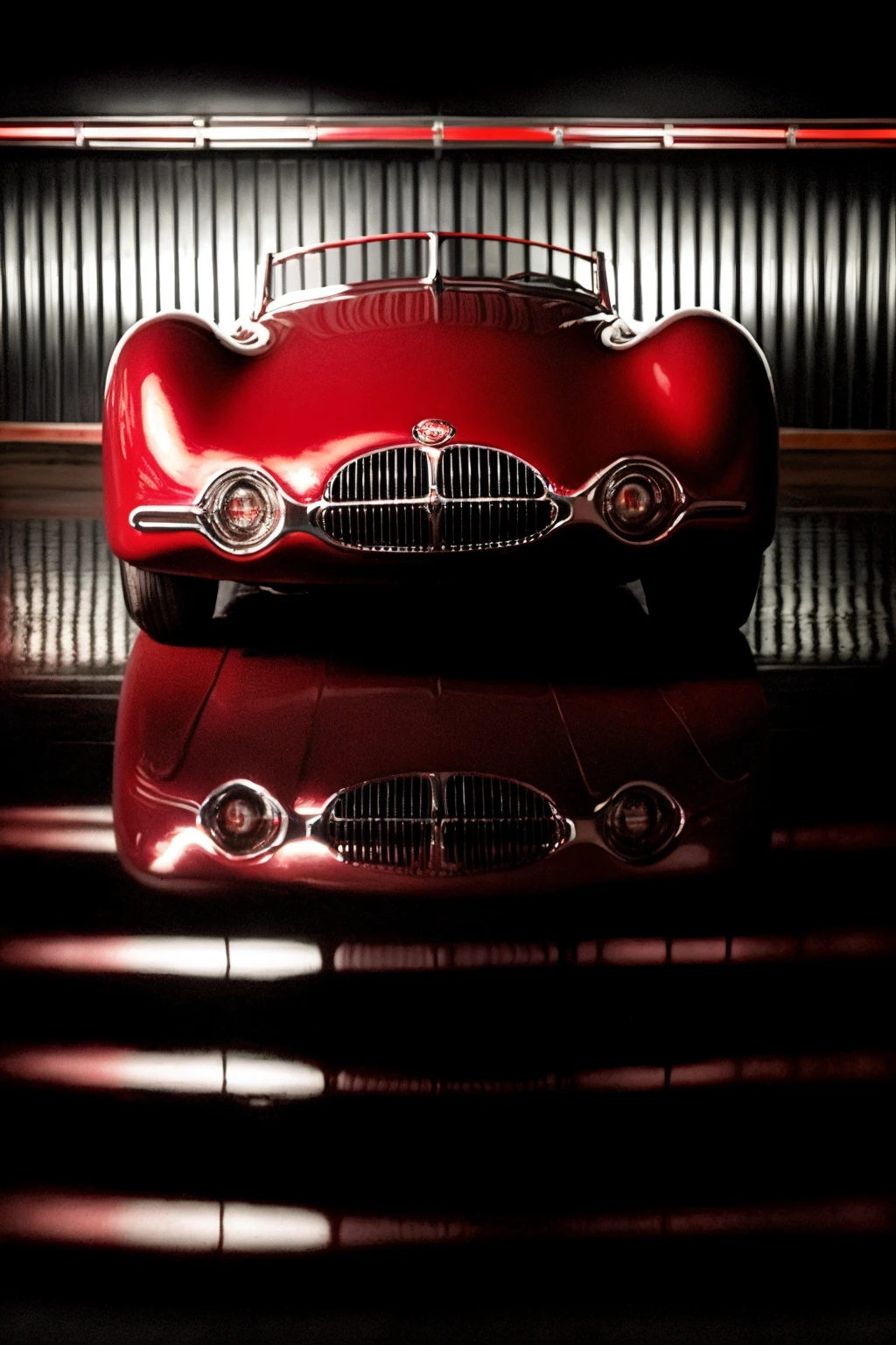normantimbsspecial, red car, black background, black floor, spotlight, reflections, shiny,
<lora:NormanTimbsSpecialSD-v1:0.8>