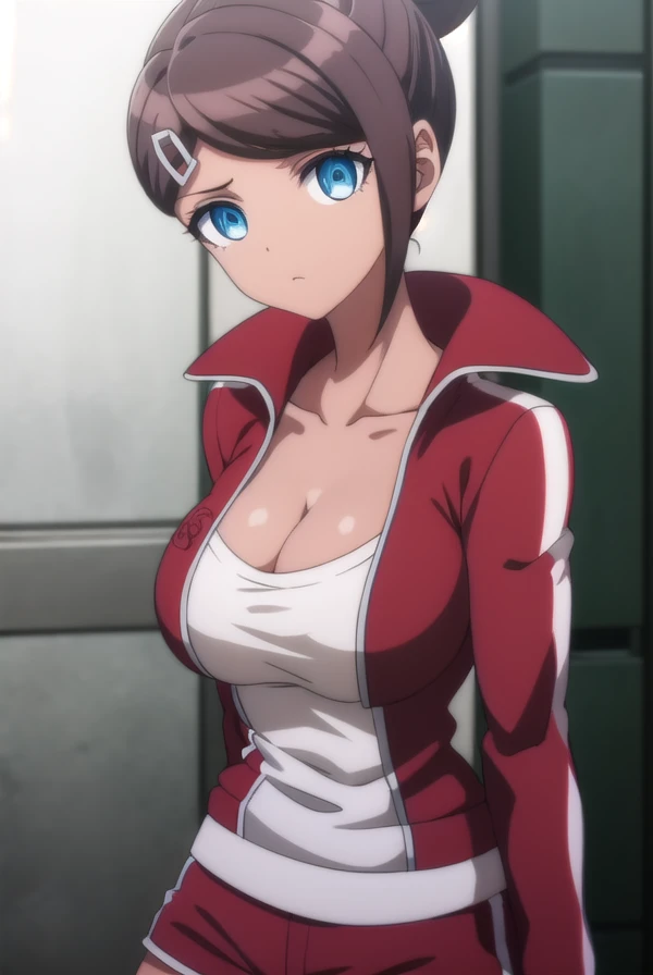 aoiasahina, <lora:aoi asahina s1-lora-nochekaiser:1>,
aoi asahina, short hair, bangs, blue eyes, brown hair, hair ornament, ponytail, hairclip, dark skin, dark-skinned female,
BREAK shirt, long sleeves, cleavage, collarbone, jacket, white shirt, open clothes, shorts, hairclip, open jacket, red jacket,
BREAK outdoors, classroom,
BREAK looking at viewer, (cowboy shot:1.5),
BREAK <lyco:GoodHands-beta2:1>, (masterpiece:1.2), best quality, high resolution, unity 8k wallpaper, (illustration:0.8), (beautiful detailed eyes:1.6), extremely detailed face, perfect lighting, extremely detailed CG, (perfect hands, perfect anatomy),