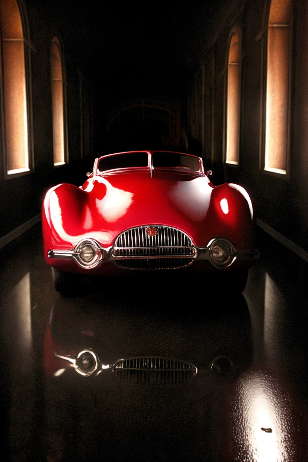 normantimbsspecial, red car, black background, black floor, spotlight, reflections, shiny,
<lora:NormanTimbsSpecialSD-v1:0.8>