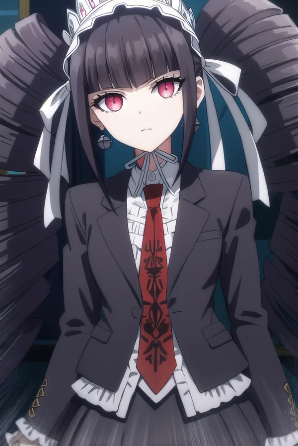 celestialudenberg, <lora:celestia ludenberg s1-lora-nochekaiser:1>,
celestia ludenberg, long hair, bangs, black hair, (red eyes:1.3), long sleeves, twintails, drill hair, twin drills,
BREAK skirt, shirt, black hair, long sleeves, jewelry, jacket, earrings, frills, necktie, black skirt, black jacket, red necktie, bonnet, print necktie,
BREAK outdoors, classroom,
BREAK looking at viewer, (cowboy shot:1.5),
BREAK <lyco:GoodHands-beta2:1>, (masterpiece:1.2), best quality, high resolution, unity 8k wallpaper, (illustration:0.8), (beautiful detailed eyes:1.6), extremely detailed face, perfect lighting, extremely detailed CG, (perfect hands, perfect anatomy),