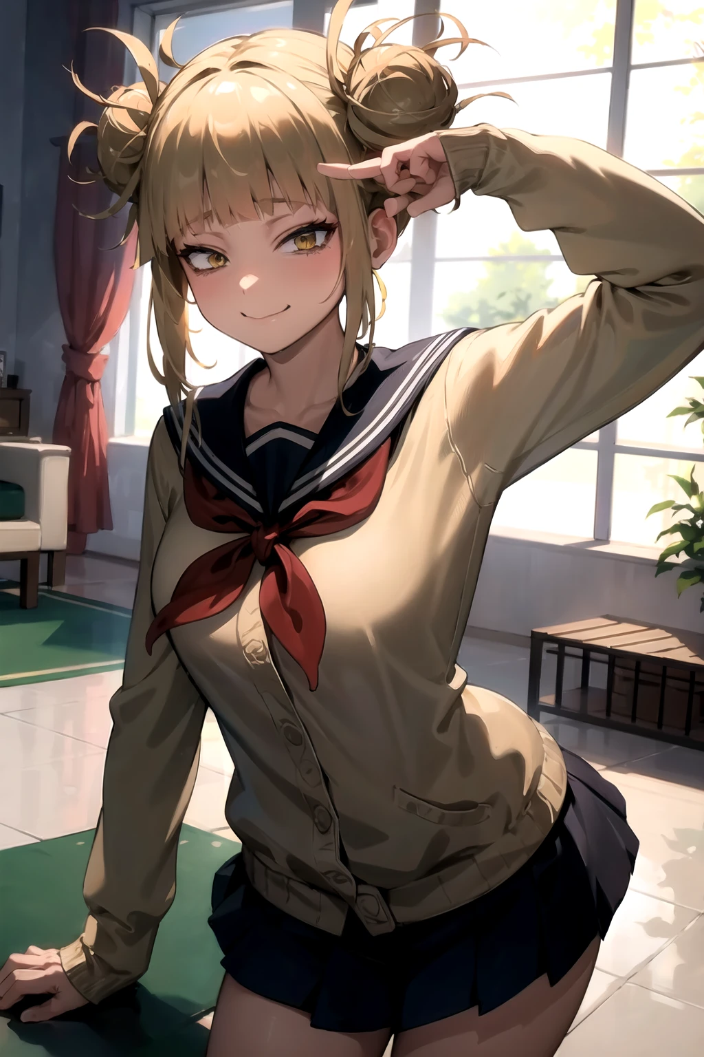 Himiko Toga、School classroom、evening、Realistic、gloss、