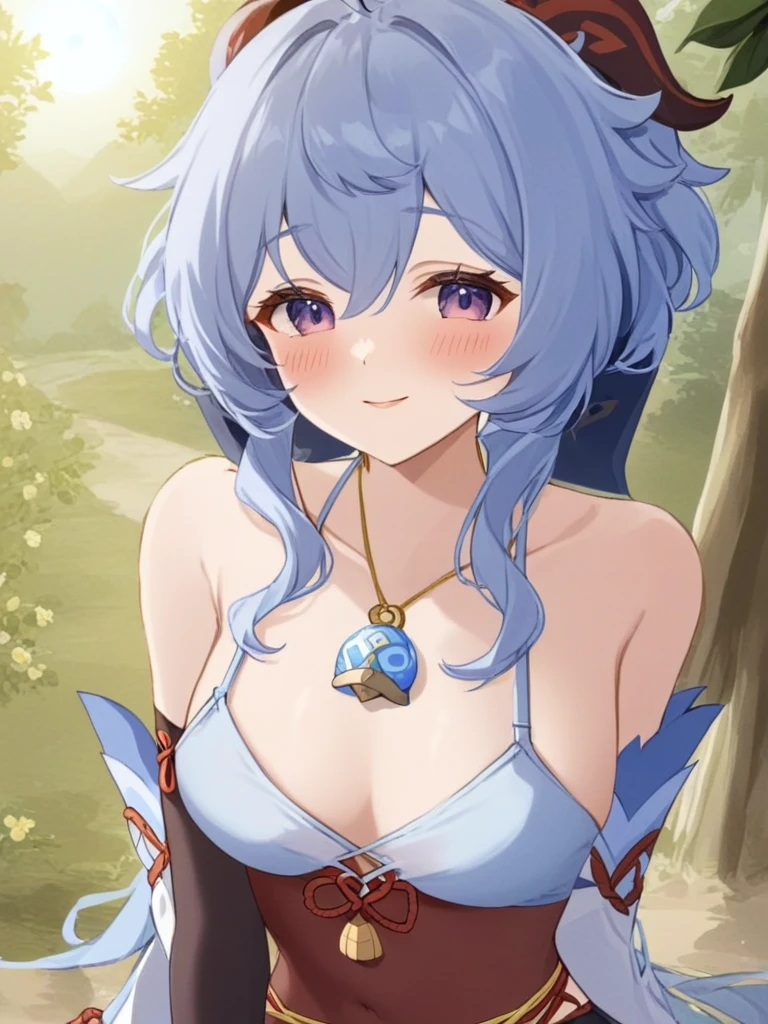 <lora:ganyu2:1>ï¼1girl, ganyu_\(genshin_impact\), solo, cleavage, ahoge, navel, looking_at_viewer, blush, strap_slip, medium_breasts, sidelocks, upper_body, camisole, collarbone, bare_shoulders, indoors, crop_top, spaghetti_strap, stomach, midriff, closed_mouth,1girl, ganyu_\(genshin_impact\), solo, detached_sleeves, ahoge, neck_bell, bare_shoulders, black_gloves, vision_\(genshin_impact\), blush, smile, orb, medium_breasts, white_sleeves, sitting, outdoors, sidelocks, flower_knot, tree, gold_trim, chinese_knot, parted_lips, bow, sky, bodystocking