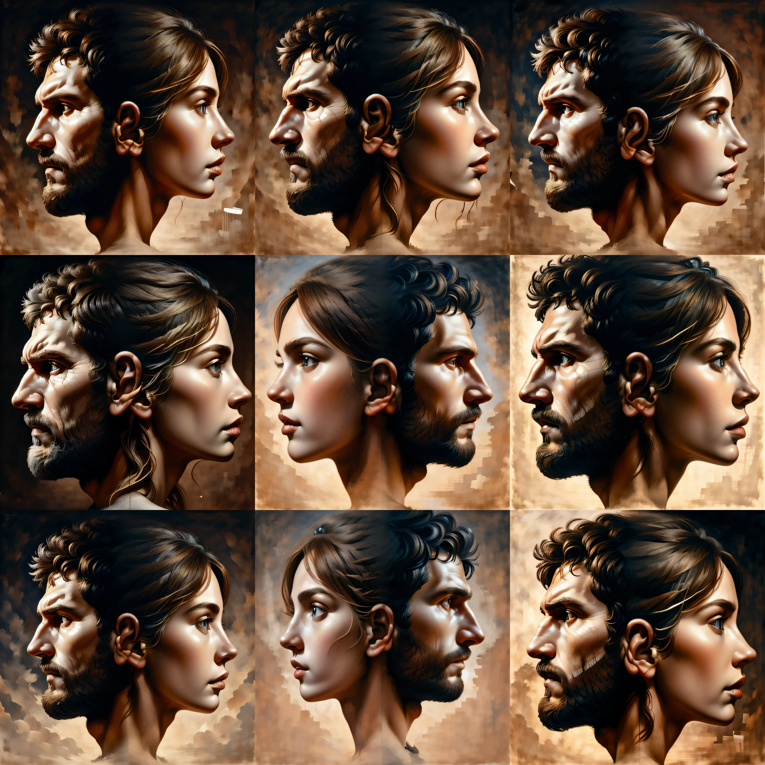 <lora:lorafy_janus_effect:1>, lorafy_janus_effect, man and woman, simple background, masterpiece, best quality