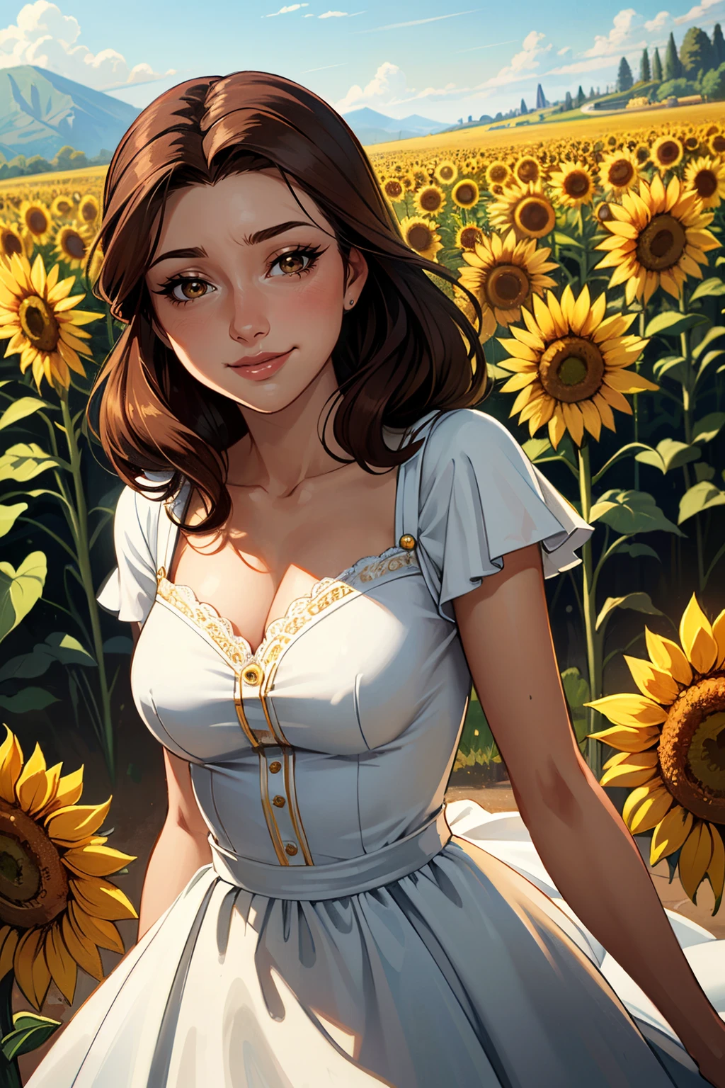 ((ultra detailed, masterpiece, best quality))
<lora:DisneyBelle:0.8>
DisneyBelle, 1girl, solo, brown hair, brown eyes, wearing a wedding dress, bridal veil, inside a church