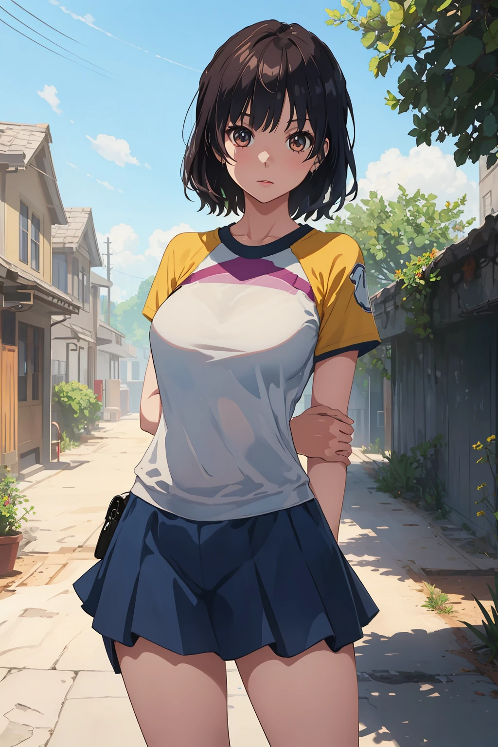 ((((ultra illustrated style:1.0)))),best quality,best animated,masterpiece,ray tracing, global illumination,1girl, solo, outdoors, standing, standing, arms behind back,cowboy shot,
<lora:arm grab hands behind-000007:0.8>