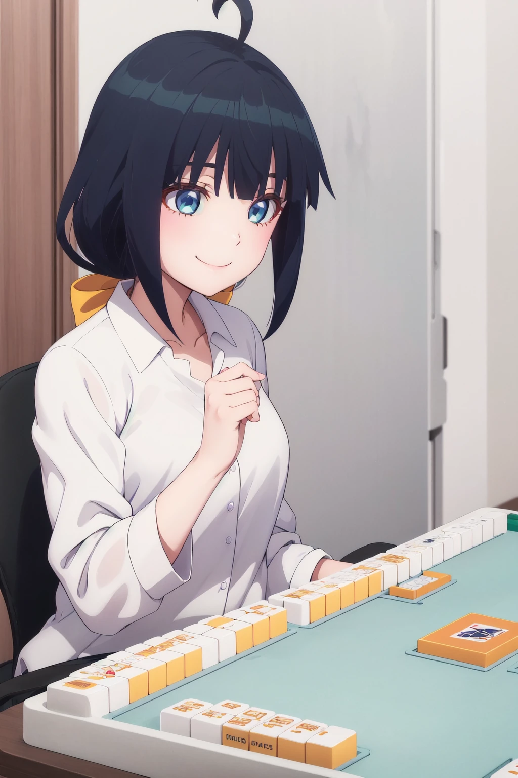 <lora:Ponnashiko:1>,ponnashiko,shirt,mahjong,smile,