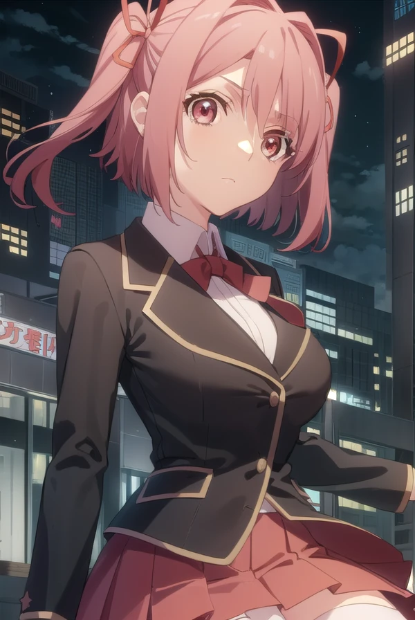 hikayuhoshikawa, <lora:hikayu hoshikawa s1-lora-nochekaiser:1>,
hikayu hoshikawa, short hair, twintails, ribbon, hair ribbon, pink hair, (pink eyes:1.3), two side up,
BREAK skirt, thighhighs, school uniform, jacket, zettai ryouiki, blazer, green blazer, red skirt,
BREAK outdoor, city, night, sky, buildings, moon, clouds,
BREAK looking at viewer, (cowboy shot:1.5),
BREAK <lyco:GoodHands-beta2:1>, (masterpiece:1.2), best quality, high resolution, unity 8k wallpaper, (illustration:0.8), (beautiful detailed eyes:1.6), extremely detailed face, perfect lighting, extremely detailed CG, (perfect hands, perfect anatomy),