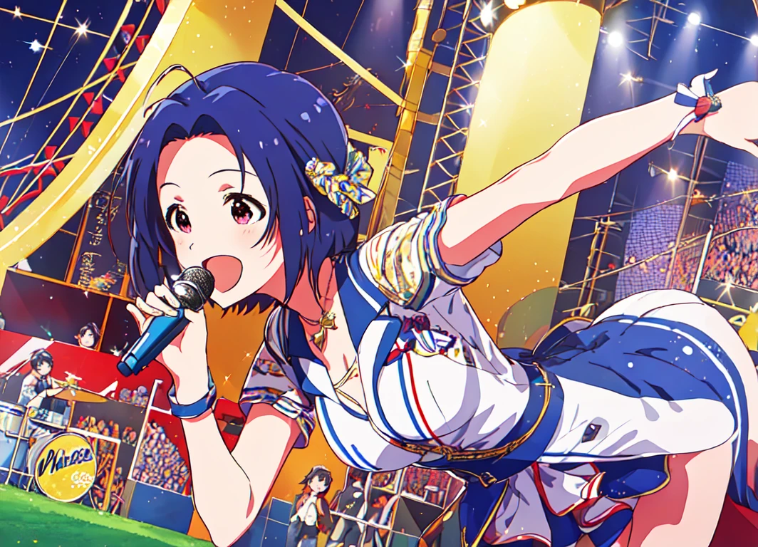 <lora:miura azusa:0.8>,miura azusa,masterpiece,best quality,super fine illustration,1girl,idol,sing and dance,;d,