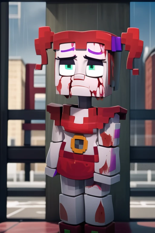 <lora:mc-07:1> baby full body, <lora:yllicft-10:1> yllicft, solo, rain, injury, blood on face, bandaid on face, bandaid on nose, looking up