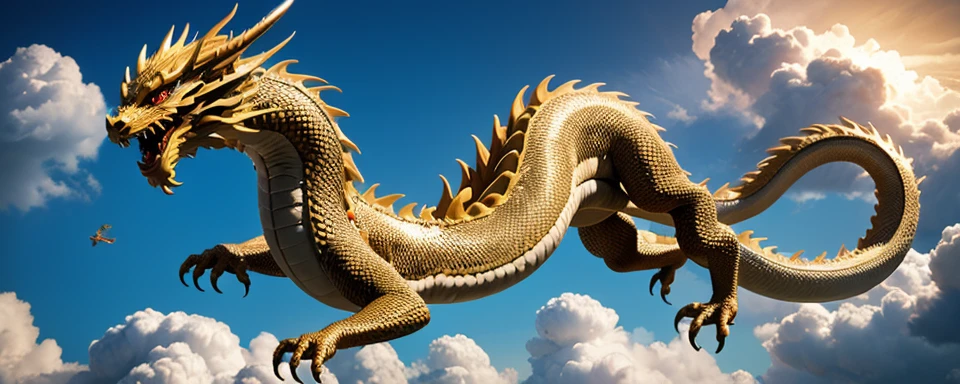 chinesedragon,white dragon,full body,dragon,no humans,eastern dragon,cloud,sky,glowing eyes,open mouth,fangs,(fly in the sky:1.4),cloudy sky,dragon claw,bristles,(dragon has four legs:1.4),<lora:AgainChineseDragon_v1:0.3>,<lora:ChineseDragon_v1:0.3>,