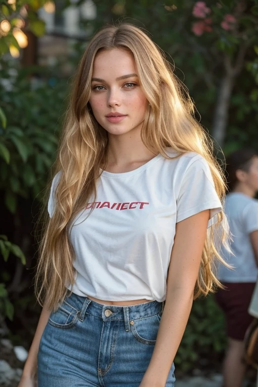nobody_5.5-3200 a beautiful woman with blonde hair,  wearing a t-shirt and jeans,, hi detail, sharp focus, perfect lighting, awesome, dslr, 4k high quality. extra detail, extra sharp, magical, perfect moment, natural skin, pores