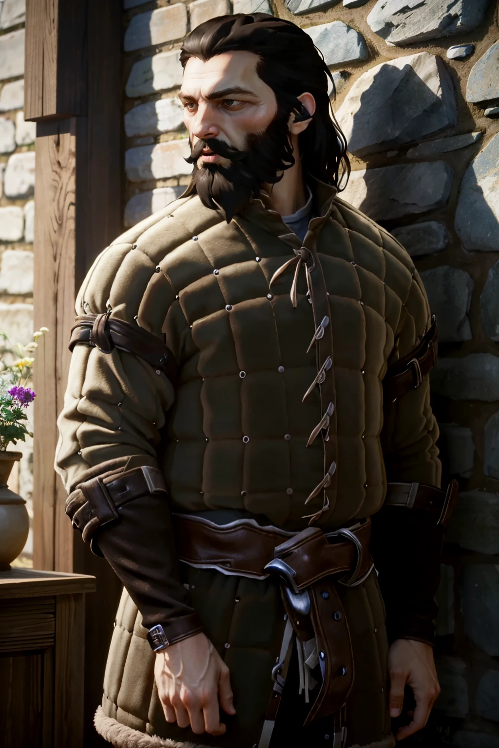 ((ultra detailed, masterpiece, absurdres))
<lora:DAIBlackwall-000009:0.9>
DAIBlackwall, 1boy, solo, black hair, beard, cowboy shot