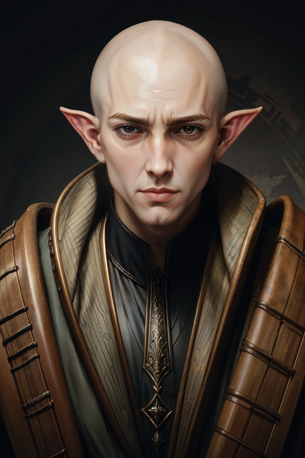 ((ultra detailed, masterpiece, absurdres))
<lora:DAISolas:0.9>
DAISolas, 1boy, solo, bald, pointy ears, portrait