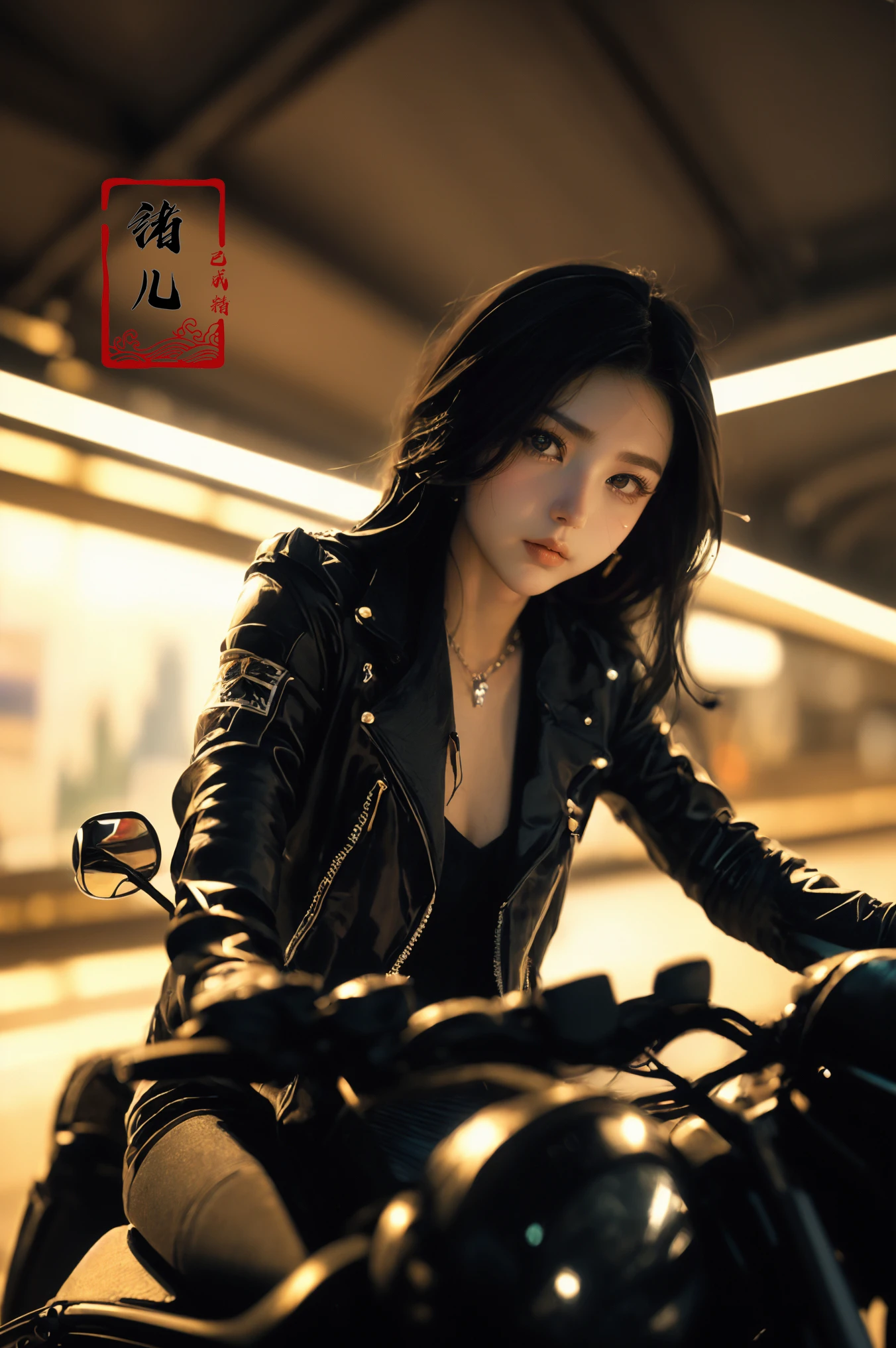 ((masterpiece)),(highres), original, (extremely detailed 8K wallpaper), (beautiful and clear background:1.4), (depth of field:0.5),award winning,(Surrealism:1.5), lens flare,shade, backlighting, depth of field, natural lighting, hard focus, film grain, photographed with a Sony a9 II Mirrorless Camera, by Laurence Demais, blurry background,
on motorcycle,xuer future motorcycle,
<lora:~Q?-dibXf xuer future motorcycle:0.8> (hair over one eye:1.1),(city,cityscape:1.2),(byzantine_fashion:1.4),