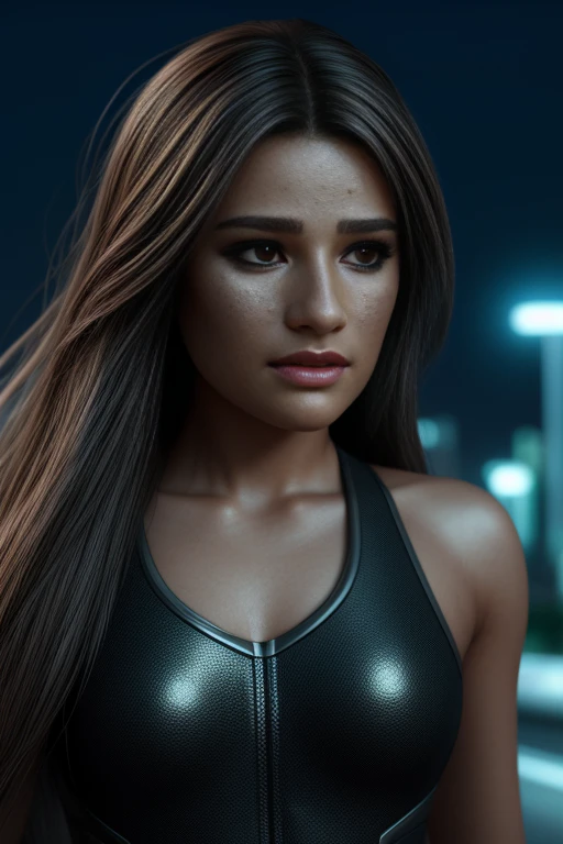 134mich313, full body, brown hair, female superhero outfit with glowing LED piping, running down the street, outdoor, night, futuristic city, atmospheric, <lora:Lea_Michele_PMv1_Lora:1.3>,, detailed skin texture, (blush:0.5), (goosebumps:0.5), subsurface scattering, ((Close-Up)), RAW candid cinema, 16mm, color graded portra 400 film, remarkable color, ultra realistic, textured skin, remarkable detailed pupils, realistic dull skin noise, visible skin detail, skin fuzz, dry skin, shot with cinematic camera