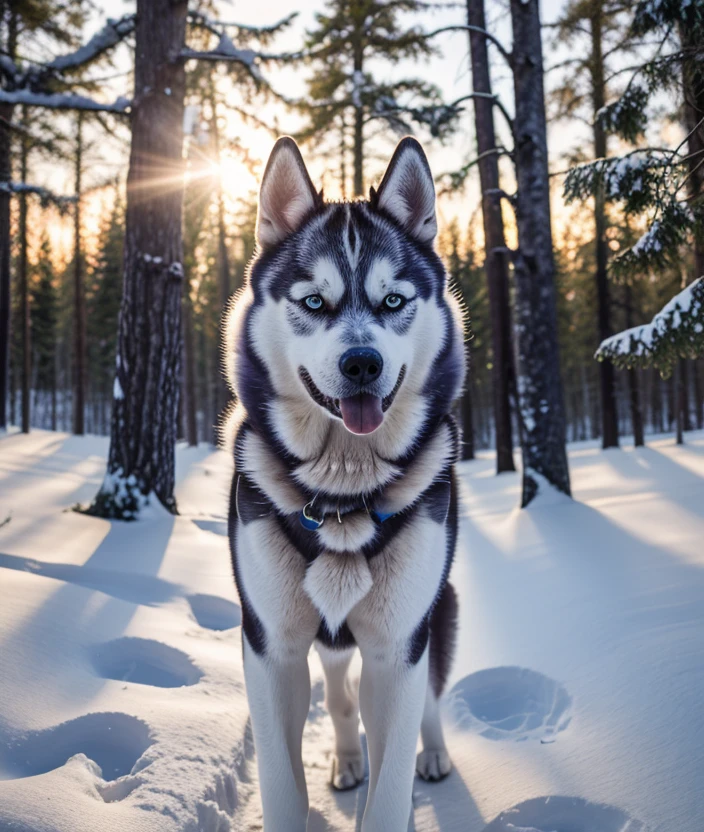 Enchanted forest, spectacular light, upper body, Leaves, sunset, foglie, Colorful flowers, close portrait photo, snow