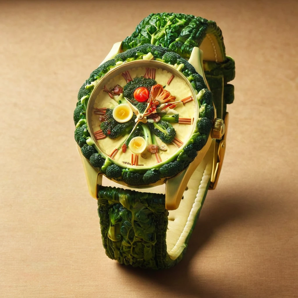 masterpiece, best quality, watch made out of brccl<lora:brccl:1>