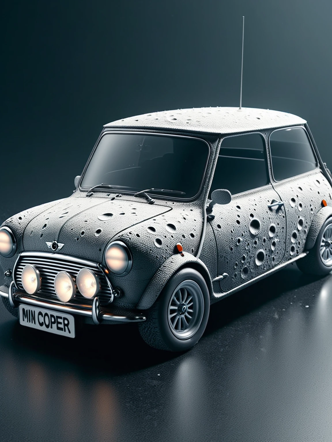 <lora:Lunar_Surface_SDXL:1> ais-lunar classic mini cooper