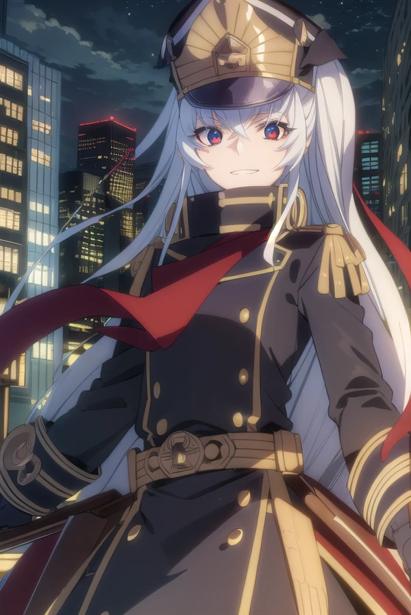 recreatorsaltair, <lora:recreators altair s1-lora-nochekaiser:1>,
altair, long hair, (red eyes:1.3), very long hair, white hair, smile, grin,
BREAK gloves, hat, uniform, military, military uniform, shako cap,
BREAK outdoor, city, night, sky, buildings, moon, clouds,
BREAK looking at viewer, (cowboy shot:1.5),
BREAK <lyco:GoodHands-beta2:1>, (masterpiece:1.2), best quality, high resolution, unity 8k wallpaper, (illustration:0.8), (beautiful detailed eyes:1.6), extremely detailed face, perfect lighting, extremely detailed CG, (perfect hands, perfect anatomy),