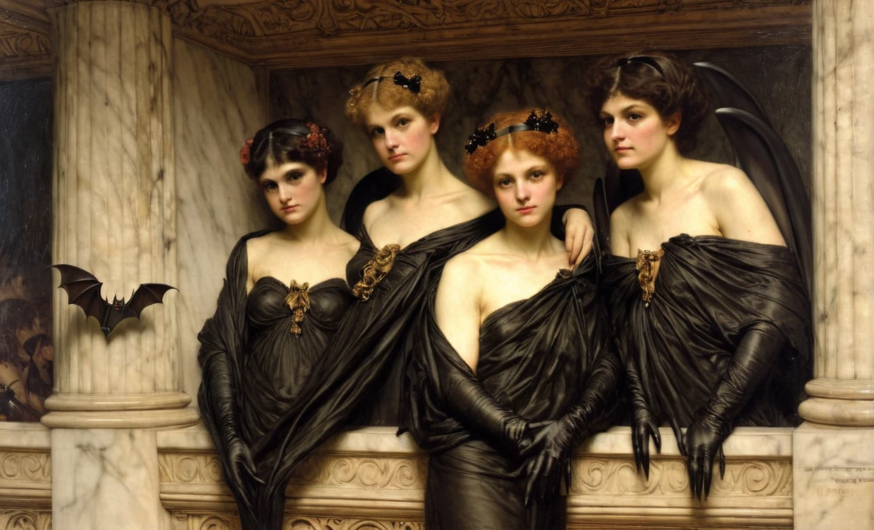 Painting of realistic bat women <lora:Oriental_romantic_paintings_by_Lawrence_Alma-Tadema_Academicism:0.5> AH_Tadema