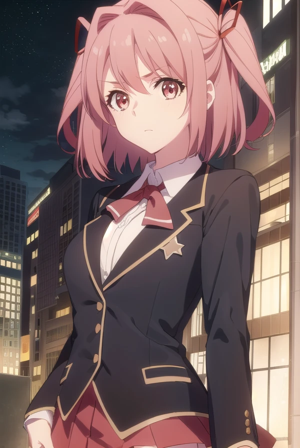 hikayuhoshikawa, <lora:hikayu hoshikawa s1-lora-nochekaiser:1>,
hikayu hoshikawa, short hair, twintails, ribbon, hair ribbon, pink hair, (pink eyes:1.3), two side up,
BREAK skirt, thighhighs, school uniform, jacket, zettai ryouiki, blazer, green blazer, red skirt,
BREAK outdoor, city, night, sky, buildings, moon, clouds,
BREAK looking at viewer, (cowboy shot:1.5),
BREAK <lyco:GoodHands-beta2:1>, (masterpiece:1.2), best quality, high resolution, unity 8k wallpaper, (illustration:0.8), (beautiful detailed eyes:1.6), extremely detailed face, perfect lighting, extremely detailed CG, (perfect hands, perfect anatomy),