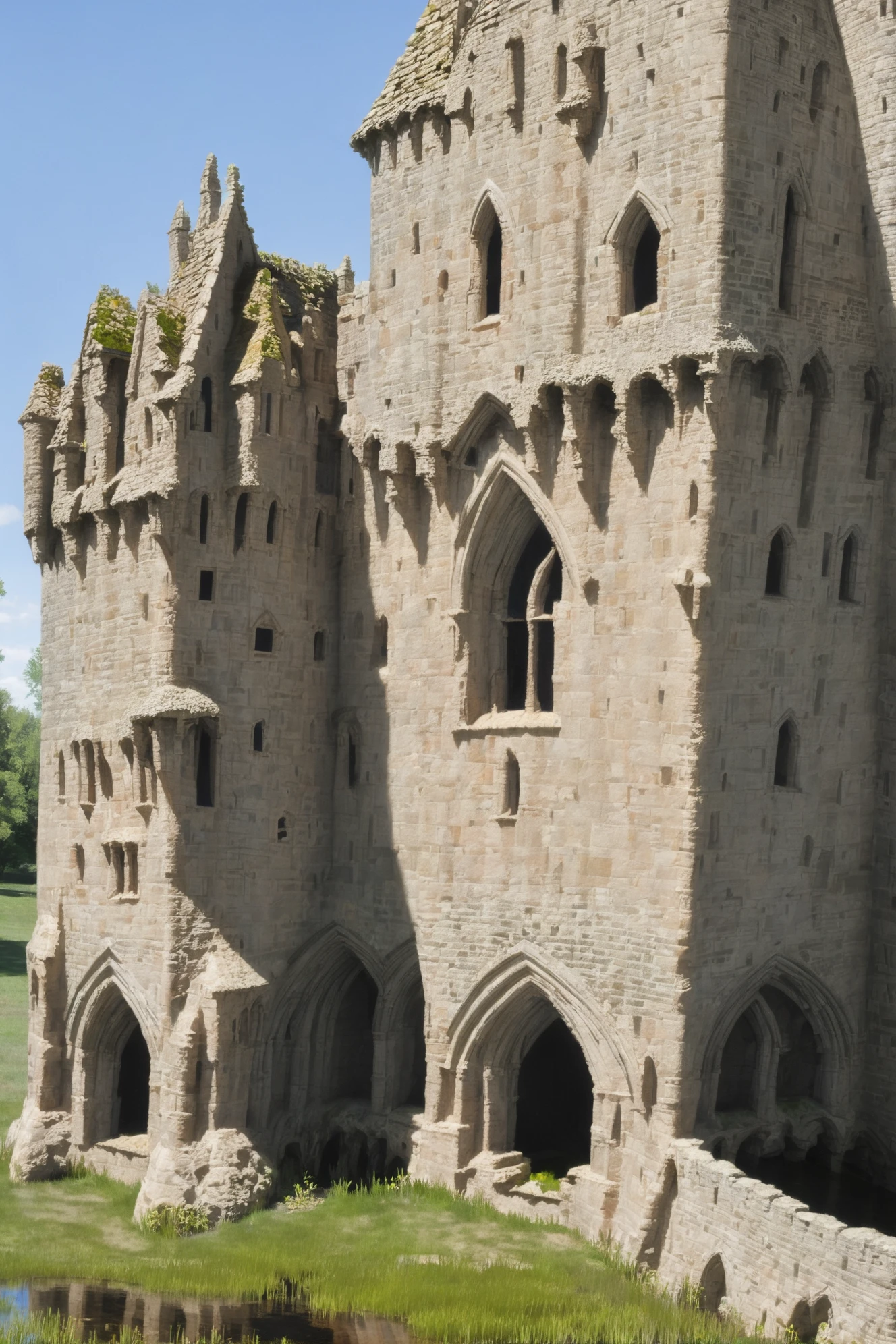 castle in Vernal Pool <lora:EnvyNormanArchitectureXL01:1>