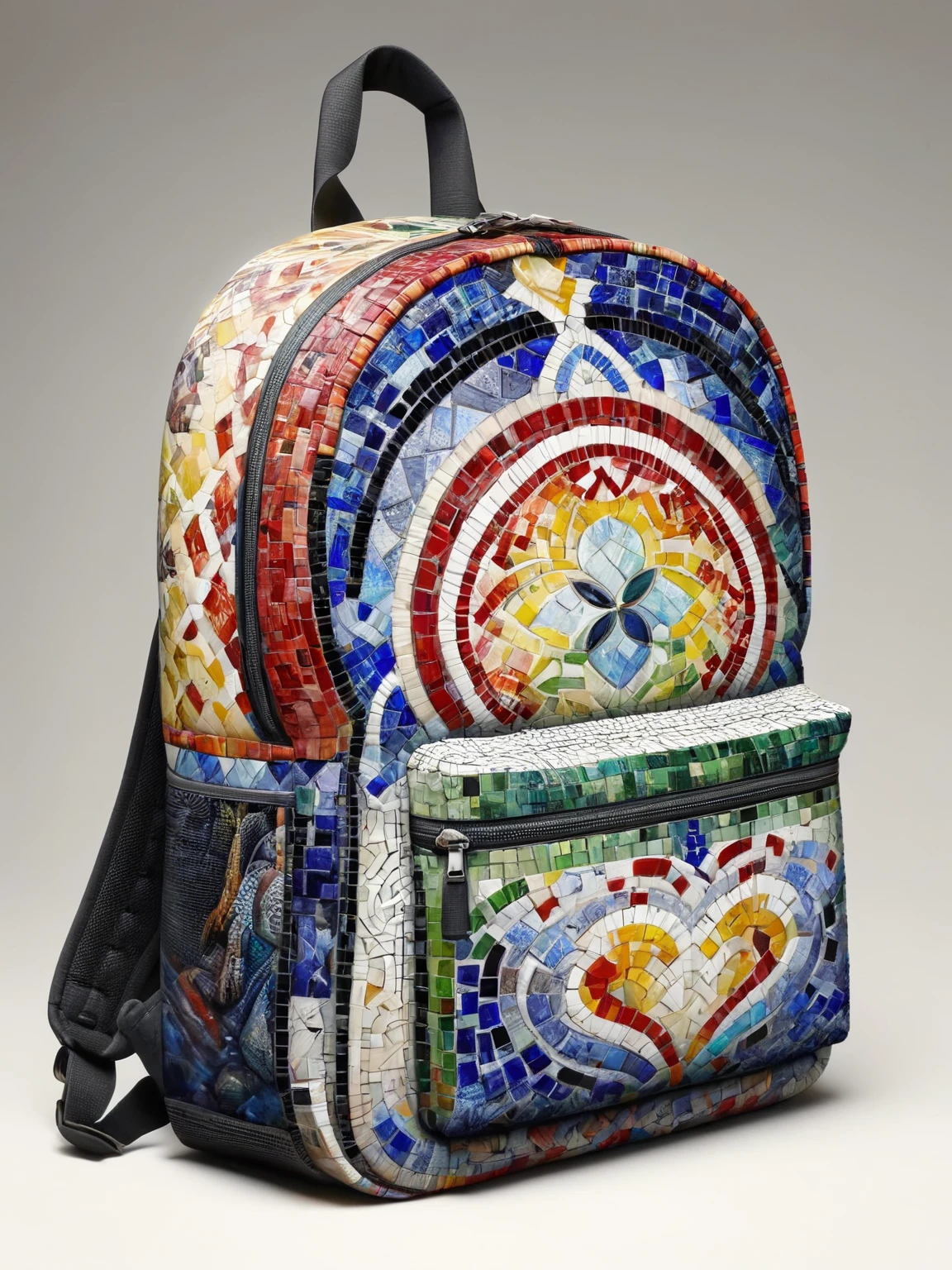 A painting of a ais-mosaic Backpack <lora:Mosaic_Texture_SDXL:1>
