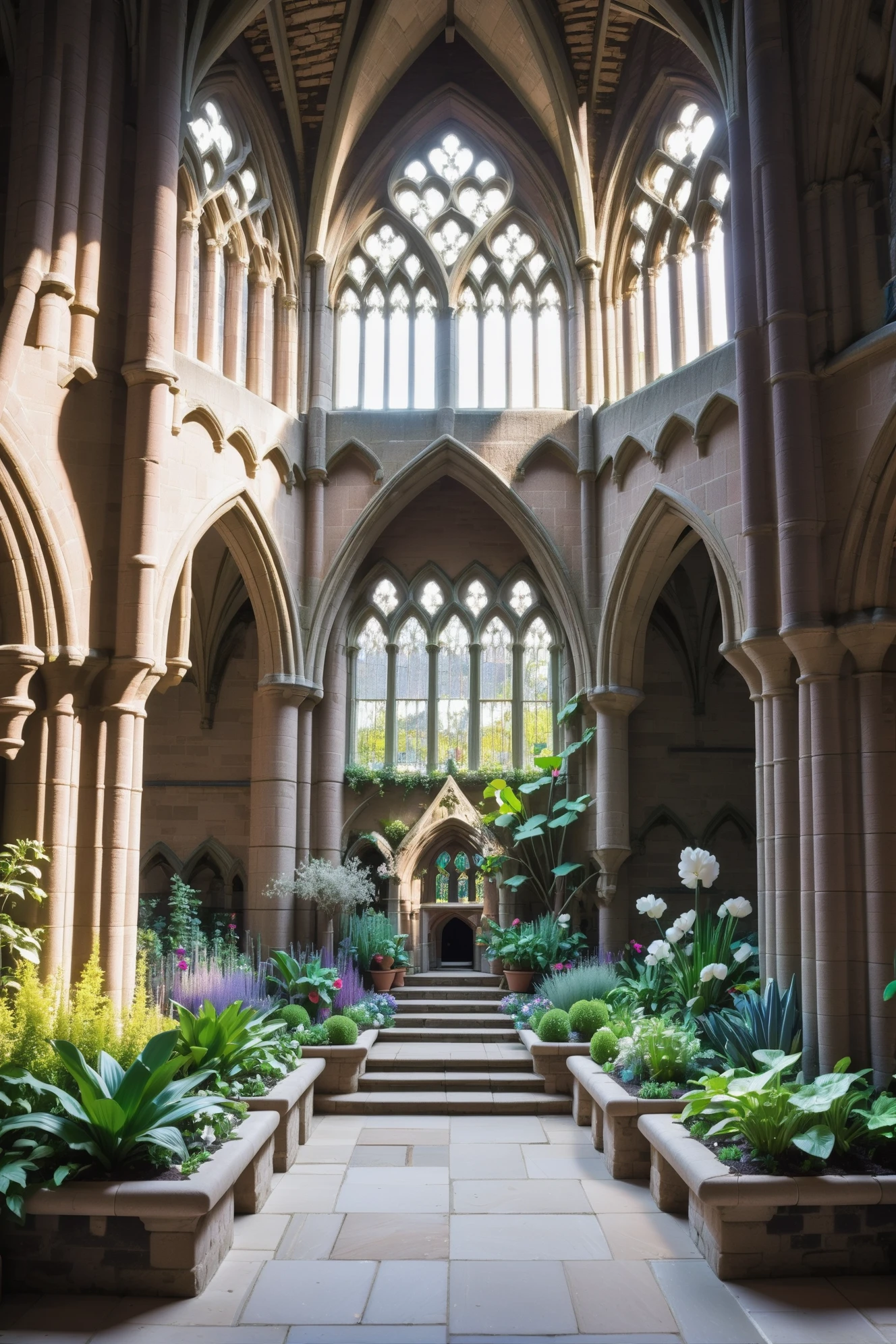 photograph, cinematic color grading, brightly lit interior, in a Breezy indoor garden<lora:EnvyBetterHiresFixXL01:0:hr=1> <lora:EnvyNormanArchitectureXL01:1>