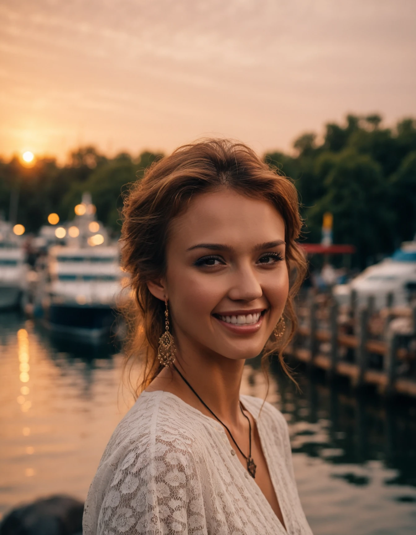 cinematic photo professional close-up portrait photography of the face of a beautiful (((ohwx woman))) at tidal watercourse during Sunset, Nikon Z9 <lora:jessica_alba_sdxl_dh128_v1:1.05> . 35mm photograph, film, bokeh, professional, 4k, highly detailed