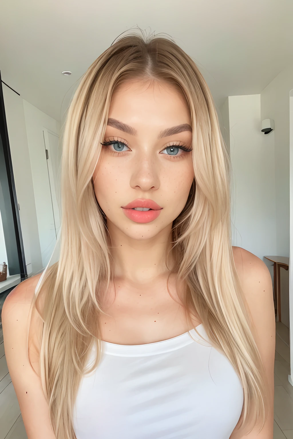 upper body photo of Pavoxy, platinum blonde hair, makeup, long eyelashes, blue eyes, freckles,
<lora:Pavoxy_Attempt2-000006:1>